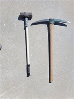 3 foot handled sledgehammer and pickaxe