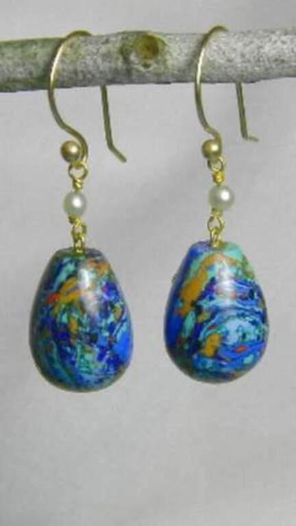 14K Solid Gold Earrings BLUE TURQUOISE