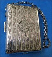 Antique SOLID STERLING SILVER $ Coins Card case