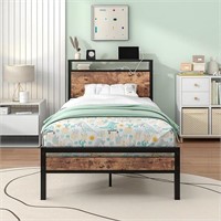 *NEW*Twin Platform Bed Frame with Charging Port