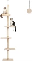 5-Tier Floor to Ceiling Cat Tower, Beige