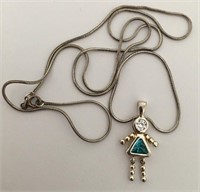 Vintage Necklace And Pendant Topaz stones 925