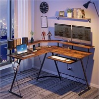 Rolanstar Computer Desk L-Shaped- Rustic Brown