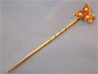 Rare Antique Victorian 15k solid Gold pearl pin