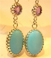 STERLING SILVER EARRINGS WITH TURQUOISE AMETHYST