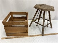 Wooden Crate & Stool