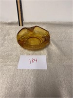 1- amber crackle glass ashtray