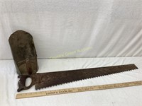 Vintage Feed scoop and hand saw