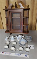 Vintage Children's tea set with display cabinet