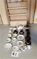 Child's Tea set with display shelf