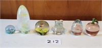 Misc glass paperweights no markings