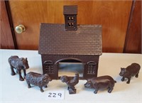 Cast iron barn and animals
