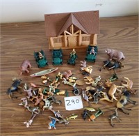 Toy cabin with animals and accessories