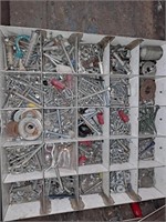 Storage container with various screws and washers