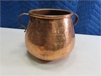 8" Solid hammered Copper Handled Pot Decor