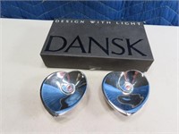 DANSK 2pc TinyTaper Heart Candle Holders boxed