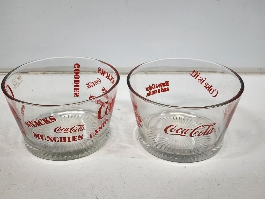 2 Coca-Cola Glass Snack Bowls