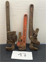 (3) vintage plumbing wrenches