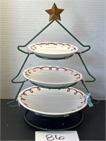 Holiday cheer hand painted Christmas tree tier