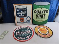 (4) Collection ManCave Metal OIL related Tin Signs
