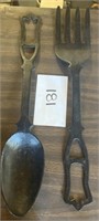 Cast iron spoon / fork vintage kitchen decor