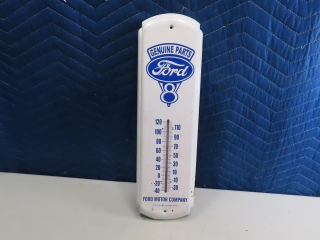 FORD V8 Metal 17"x8" Thermometer *working*
