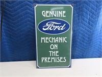 FORD Mechanic On Duty Porcelain Metal Heavy Sign