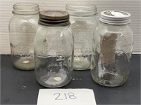 (4) vintage mason jars