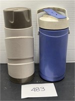 (2) vintage thermos containers