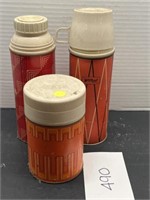 (3) vintage thermos containers