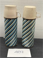 (2) vintage thermos
