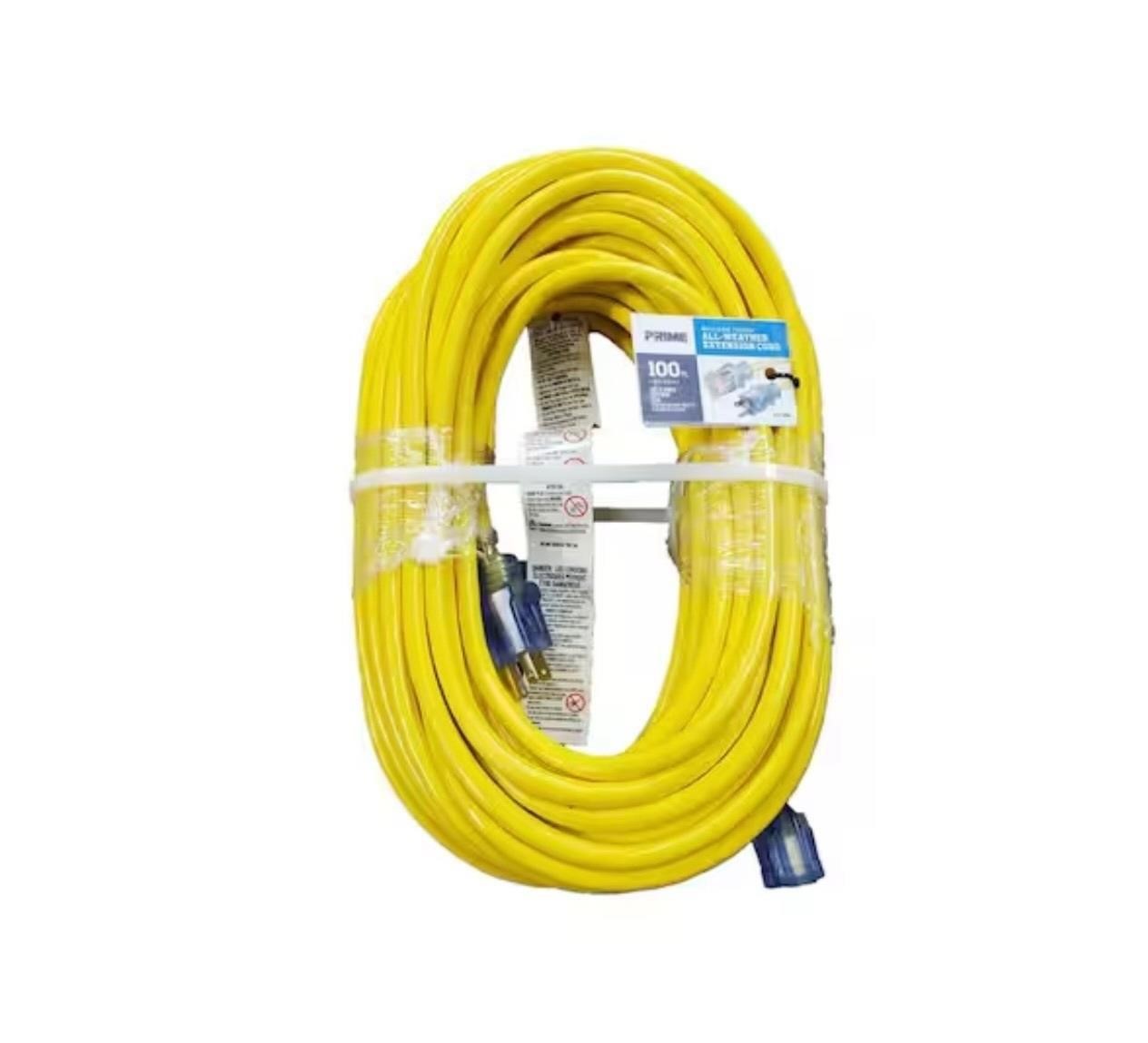 100 ft. 12/3 SJTOW Yellow Extension Cord