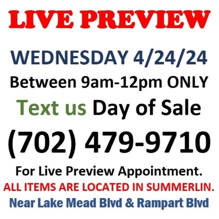 Wed.@12pm - Lake Mead & Rampart Estate Online Auction 4/24