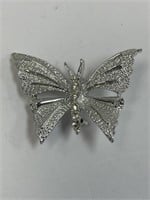BUTTERFLY PIN WITH RHINESTONES  SIGNED GERRYS