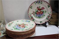 Lot of 9 Rooster Pottery Plates
