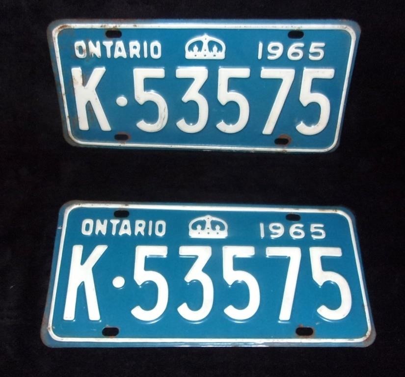 1965 Ontario license plates.