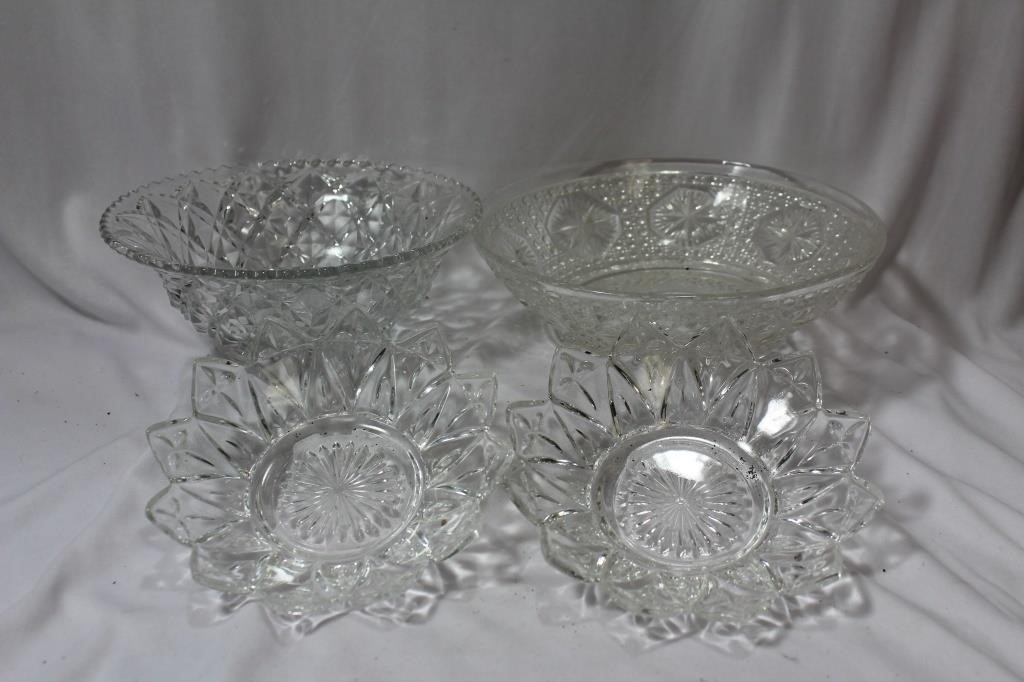 Lot of 4 Pressed Glass Dishes