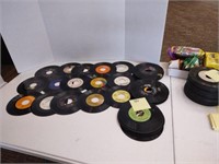 Group of 45 RPM records. Assorted genres and