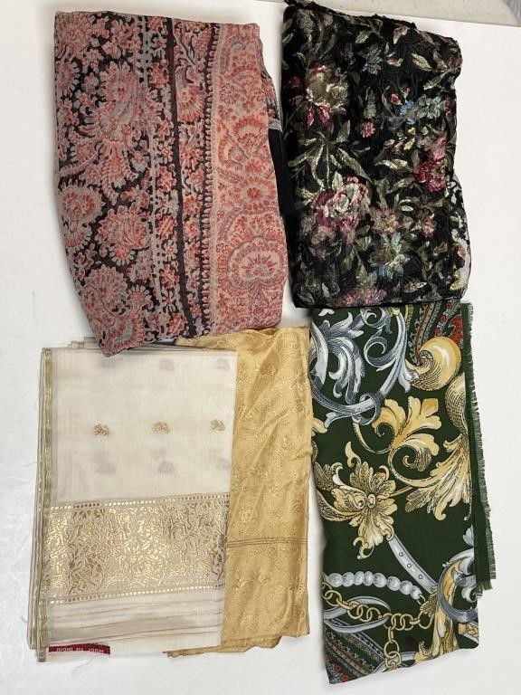 LOT OF 5 SILK & OTHER SCARVES