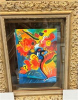 Peter Max Abstract Flowers on Vintage Paper