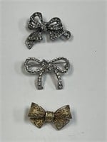 LOT OF 3 BOW BROOCHES