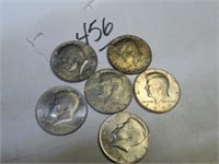LOT OF 6 JFK 50 CENT COINS - 1967, 1974-