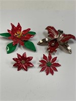 LOT OF 3 FLORAL PINS