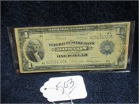 1918 FEDERAL RESERVE $1 NOTE BOSTON MA E