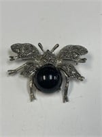 VINTAGE FLY BEETLE  MARCASITE JELLY BELLY BROOCH