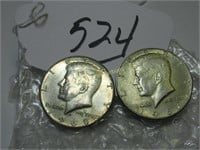 LOT OF 2 KENNEDY 50 CENT COINS CLAD CIRC