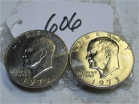 LOT OF 2 EISENHOWER $1 COINS VG - 1973,