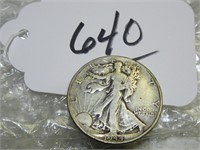 1944 WALKING LIBERTY 50 CENT COIN UNC