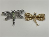 LOT OF 2 DRAGONFLY BROOCHES