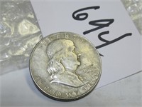 1950-D FRANKLIN 50 CENT COIN GOOD CIRC S